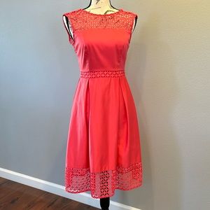 Calvin Klein Illusion Lace Net Coral Dress. Size: 2